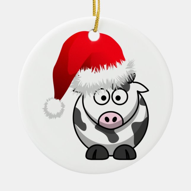 Online Farming Christmas Cow Ceramic Tree Decoration (Front)