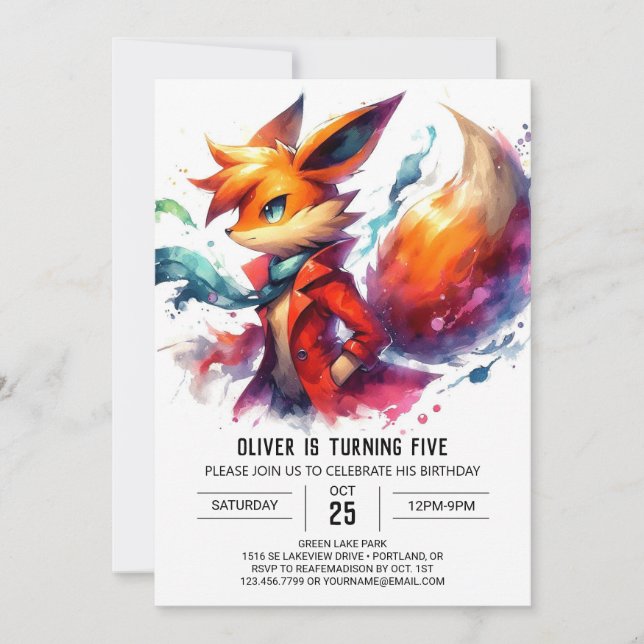 Online Fox Birthday  Invitation (Front)