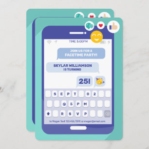 Online Group Video Chat Phone Text Message Party Invitation