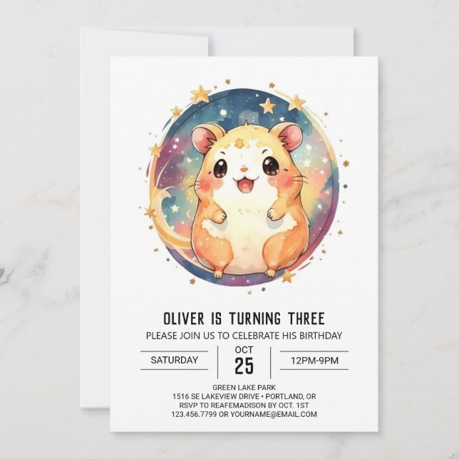 Online Little Hamster Birthday Invitation (Front)