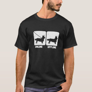 Online Offline Cardigan Welsh Corgi T-Shirt