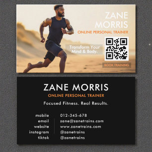 Online Personal Trainer Photo QR Code Business Card