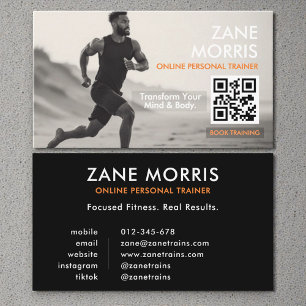 Online Personal Trainer QR Code Business Card