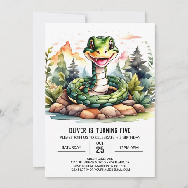 Online Python Children Birthday Party Invitation (Front)