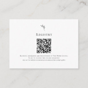 Online Registry QR Code Minimal Wedding Elegant Enclosure Card