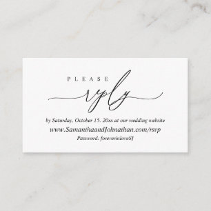 Online RSVP, Modern Simple Black Calligraphy Enclo Enclosure Card