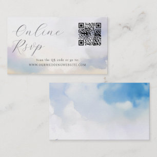 Online RSVP QR Code clouds wedding website Business Card