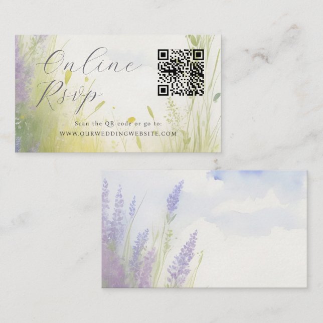 Online RSVP QR Code clouds wedding website Business Card (Front/Back)