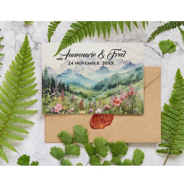 Online RSVP QR Code Mountain Wildflower Enclosure Card (Creator Uploaded)