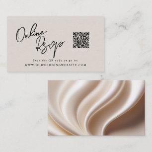 Online RSVP QR Code pink satin website Business Card