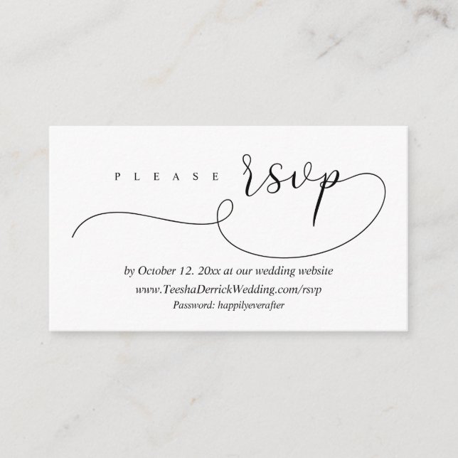 Online RSVP Wedding Reply, Modern Minimalist  Encl Enclosure Card (Front)