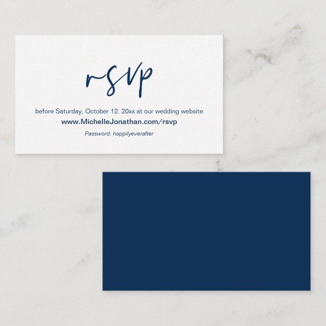 Online RSVP, Wedding website, Password, Reminder E Enclosure Card (Front/Back)