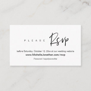 Online RSVP, Wedding website, Password, Reminder E Enclosure Card