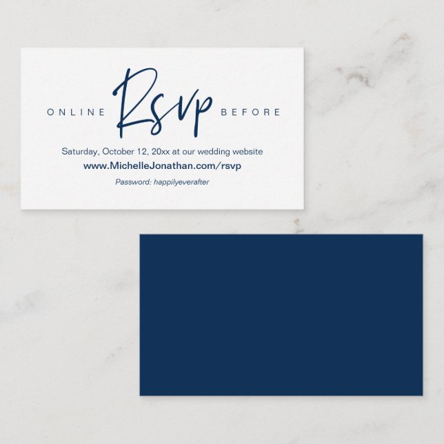 Online RSVP, Wedding website, Password, Reminder E Enclosure Card (Front/Back)
