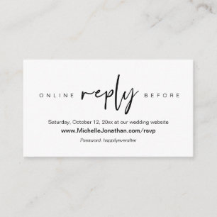 Online RSVP, Wedding website, Password, Reminder Enclosure Card