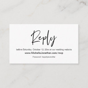 Online RSVP, Wedding website, Password, Reminder Enclosure Card