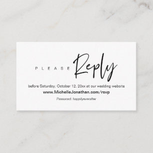 Online RSVP, Wedding website, Password, Reminder Enclosure Card