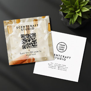 Online Shop Modern Photo Overlay QR Code Square Square Business Card