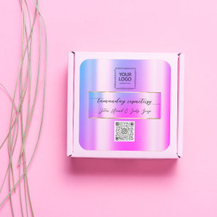 Online Shop QRCode Logo Photo Product Pink Gold Square Sticker