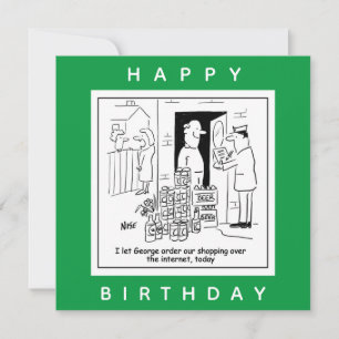 Online Shopping for Beer Cartoon Card