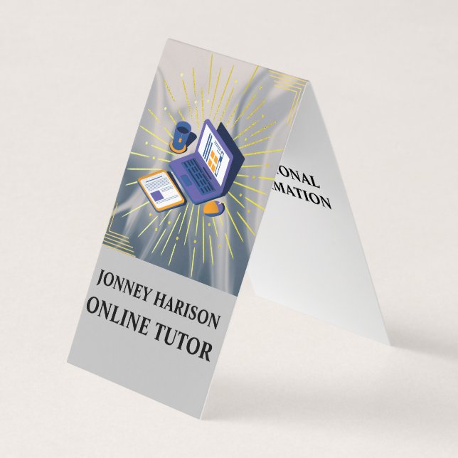 Online Tutor Educator Mentor Coach Silver Grey Business Card (Front)