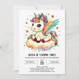 Online Unicorn Birthday Bliss  Invitation