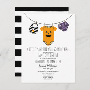 Online Virtual Halloween Pumpkin Baby Shower Invitation