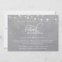 Online Virtual Wedding Grey Silver, String Lights