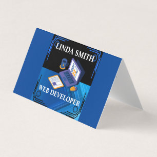 Online Web Developer Social Media Manager Blue Business Card