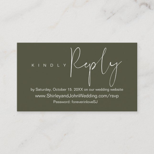 Online Wedding Celebration RSVP, Modern Minimalist Enclosure Card (Front)