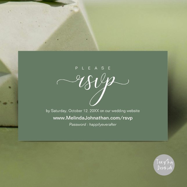 Online Wedding RSVP respond, elegant Enclosure Card (Online Wedding RSVP respond, elegant Enclosure Card, Greenery Forest Sage Green)