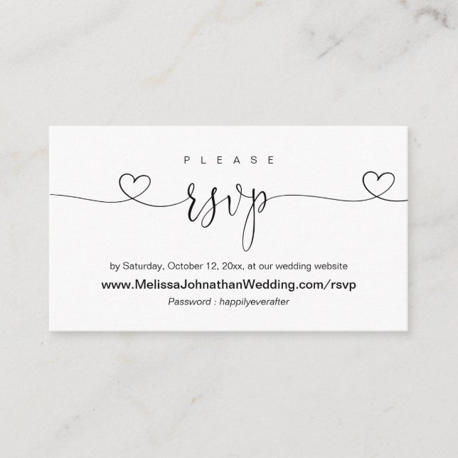 Online Wedding Website RSVP, Modern calligraphy Enclosure Card (Front)