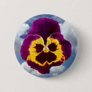 Only a Pansy Blossom + your text & ideas 6 Cm Round Badge