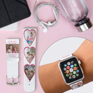 Only as Old as .. Heart Shaped Photos Funny Pink Apple Watch Band