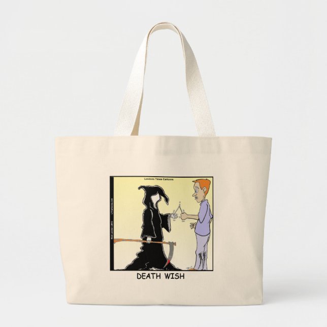 Only Chickens Fear The Reaper Funny Large Tote Bag (Front)