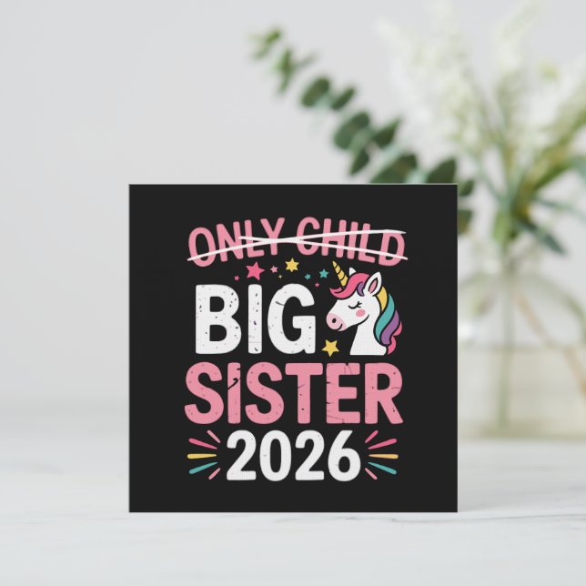 Only Child Crossed Out Big Sister 2026 Pregnancy  Invitation (Standing Front)