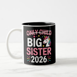 Only Child Crossed Out Big Sister 2026 Pregnancy Two-Tone Coffee Mug