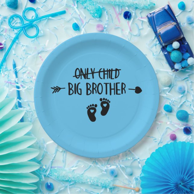 Only Child Crossed Out Now Big Brother Paper Plate (Party)