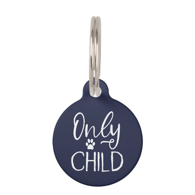 Only Child Navy Blue Custom Pet Tag (Front)