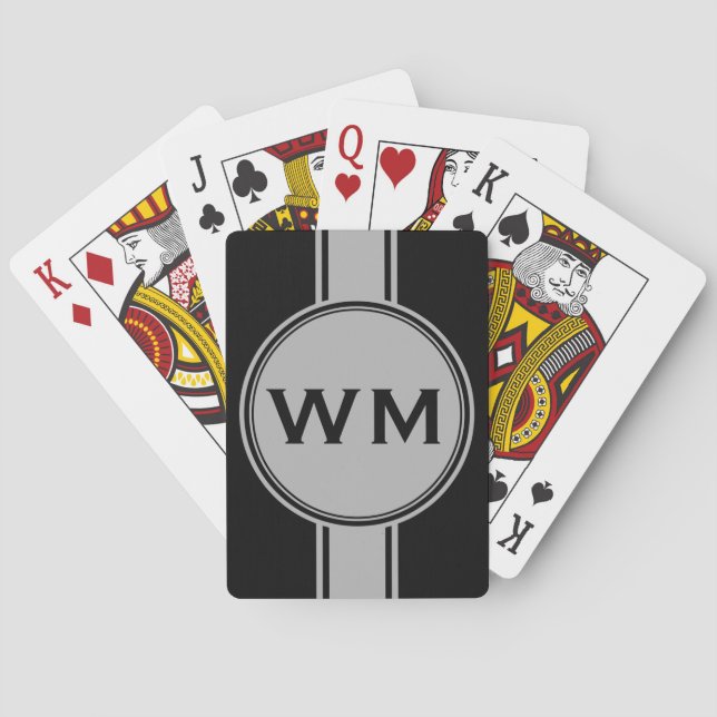 ONLY COLOR / BUTTON BANNER white + monogram Playing Cards (Back)