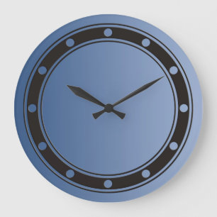 ONLY COLOR gradients blue - rings & dots black Large Clock