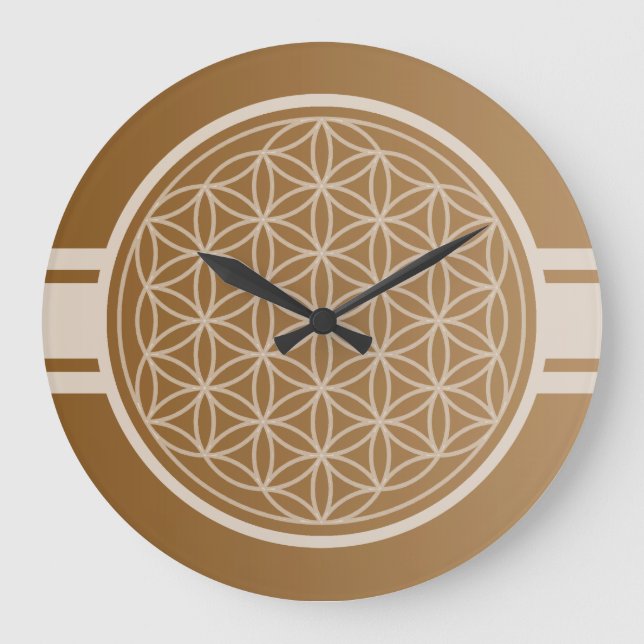 ONLY COLOR gradients brown - Flower of Life Large Clock (Front)