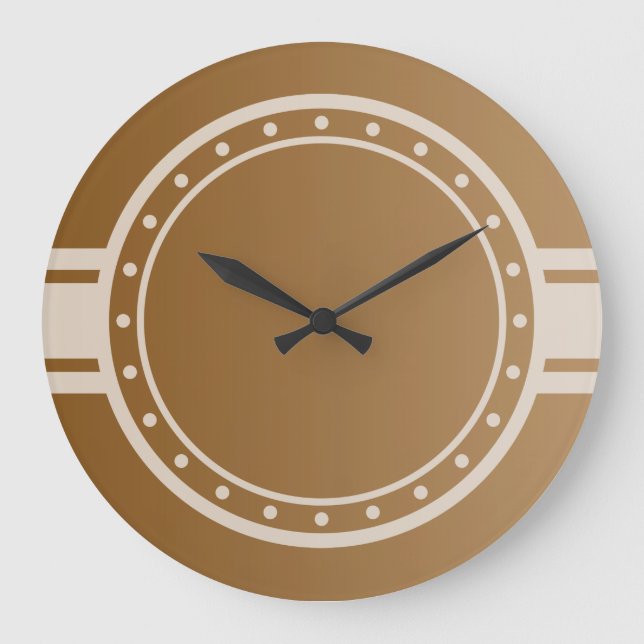 ONLY COLOR gradients brown - ring & dots white Large Clock (Front)
