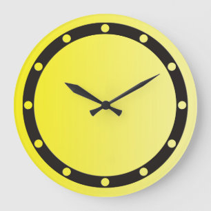 ONLY COLOR gradients lemon - ring & dots black Large Clock