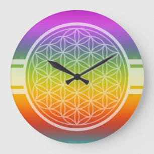 ONLY COLOR gradients multi colour - Flower of Life Large Clock