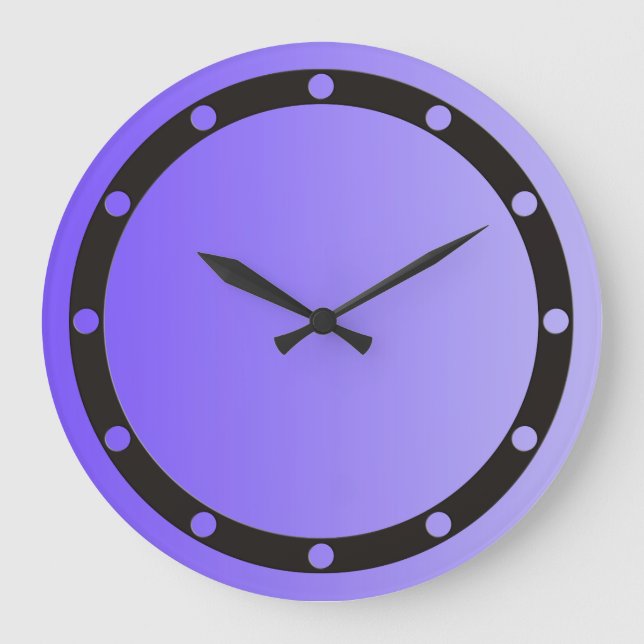 ONLY COLOR gradients violet - ring & dots black Large Clock (Front)