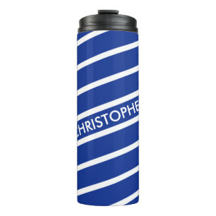 ONLY COLOR STRIPES - blue + your backgr. & ideas Thermal Tumbler