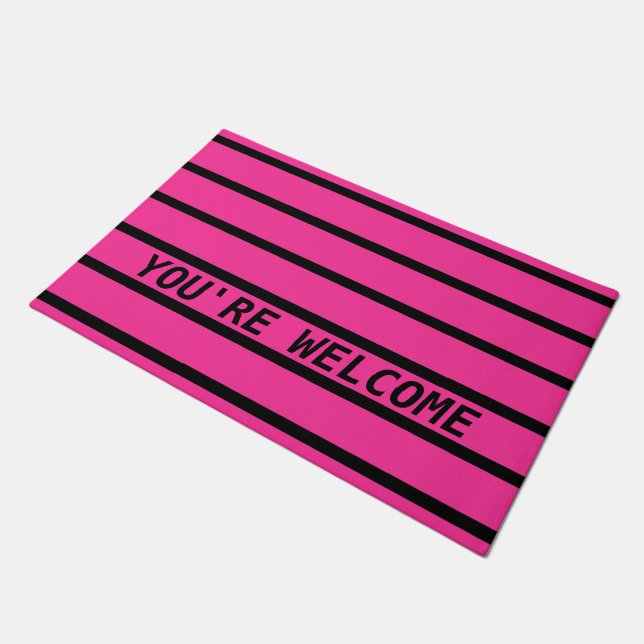 ONLY COLOR STRIPES - pink + your backg. Doormat (Angled)