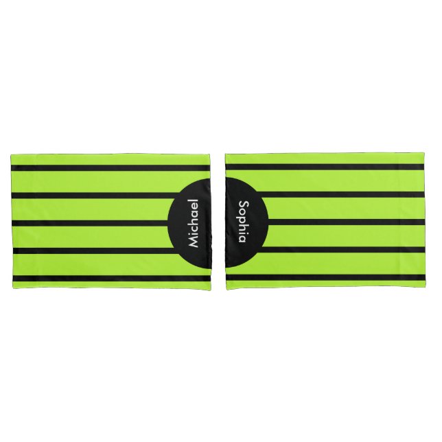 ONLY COLOR STRIPES - spring green + your backg. Pillowcase (Front-Set)