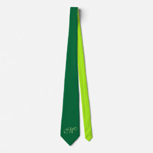 Only Colour Backg. - dark & spring green + monogra Tie
